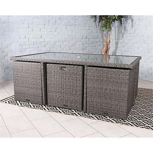 10 Seater Cube Set - 195cm X 125cm Square Table With Parasol, 6 Cube Chairs And 4 Integral Stools Including Cushions 2 10 Seater Cube Set - 195cm X 125cm Square Table With Parasol, 6 Cube Chairs And 4 Integral Stools Including Cushions - Image 2