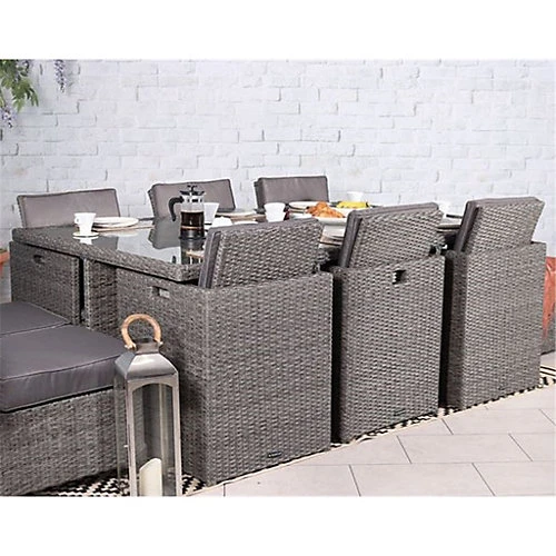 10 Seater Cube Set - 195cm X 125cm Square Table With Parasol, 6 Cube Chairs And 4 Integral Stools Including Cushions 3 10 Seater Cube Set - 195cm X 125cm Square Table With Parasol, 6 Cube Chairs And 4 Integral Stools Including Cushions - Image 3