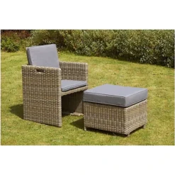 10 Seater Garden Furniture Set - 11 Piece - Deluxe Rattan Cube Set - 125cm Table, 6 Folding Backrest & 4 Footstools + Cushions -Outsunny Garden Zone 10 seater garden furniture set 11 piece deluxe rattan cube set 125cm table 6 folding backrest 4 footstools cushions0792273877228 04c MP
