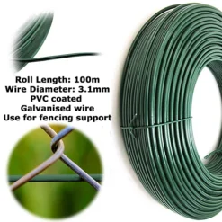 100m PVC Coated Galvanised Steel Tension Line -Outsunny Garden Zone 100m pvc coated galvanised steel tension line5060164218258 03c MP