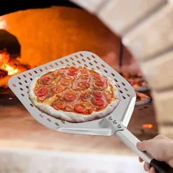 12" Non-Stick Perforated Pizza Peel With Long Handle - Ideal For Ooni Pizza Ovens -Outsunny Garden Zone 12 non stick perforated pizza peel with long handle ideal for ooni pizza ovens5060379012610 04c MP