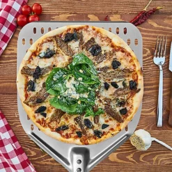12" Non-Stick Perforated Pizza Peel With Long Handle - Ideal For Ooni Pizza Ovens -Outsunny Garden Zone 12 non stick perforated pizza peel with long handle ideal for ooni pizza ovens5060379012610 05c MP