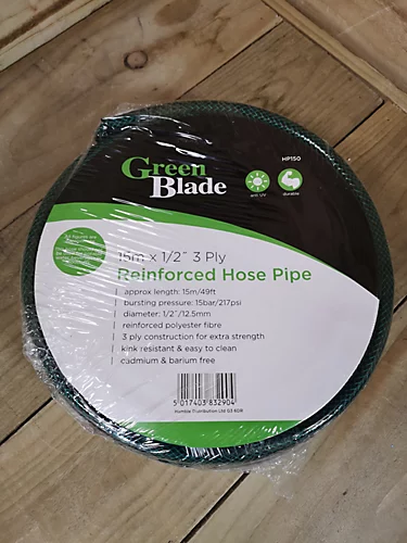 15m Reinforced Garden Hose Pipe / Hosepipe In Green 1 15m Reinforced Garden Hose Pipe / Hosepipe In Green