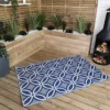 180cm X 120cm Outdoor Geometric Pattern Waterproof Rug Mat For Garden Patio In Blue