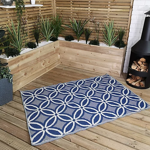 180cm X 120cm Outdoor Geometric Pattern Waterproof Rug Mat For Garden Patio In Blue 1 180cm X 120cm Outdoor Geometric Pattern Waterproof Rug Mat For Garden Patio In Blue