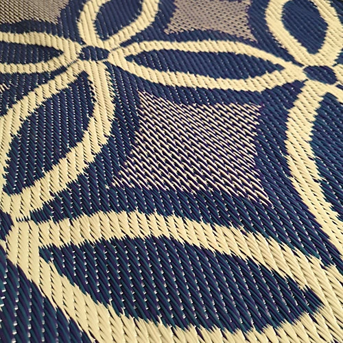 180cm X 120cm Outdoor Geometric Pattern Waterproof Rug Mat For Garden Patio In Blue 4 180cm X 120cm Outdoor Geometric Pattern Waterproof Rug Mat For Garden Patio In Blue - Image 4