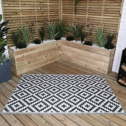 180cm X 120cm Outdoor Geometric Pattern Waterproof Rug Mat For Garden Patio In Grey -Outsunny Garden Zone 180cm x 120cm outdoor geometric pattern waterproof rug mat for garden patio in grey5056589111571 03c MP