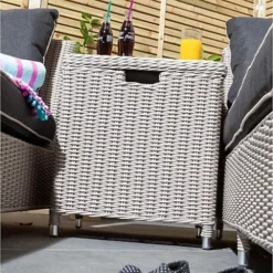 2 Seater Putty Grey Rattan Weave Garden Sun Lounger Set -Outsunny Garden Zone 2 seater putty grey rattan weave garden sun lounger set0792273864570 03c MP