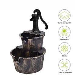 2 Tier Garden Wooden Effect Plastic Barrel Water Fountain Pump Cascading Feature 6 2 Tier Garden Wooden Effect Plastic Barrel Water Fountain Pump Cascading Feature -Outsunny Garden Zone 2 tier garden wooden effect plastic barrel water fountain pump cascading feature5057102008644 03c MP