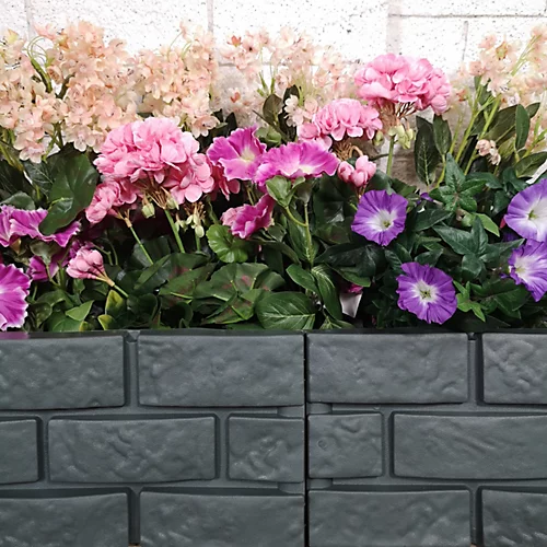 2 X 17cm 4 Piece Grey Brick Effect Garden Edging Decorative Boarder 2 2 X 17cm 4 Piece Grey Brick Effect Garden Edging Decorative Boarder - Image 2