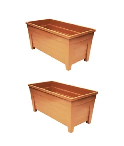 2 X 55cm Grosvenor Trough Plastic Patio Planter Rectangle 55cm Terracotta Colour