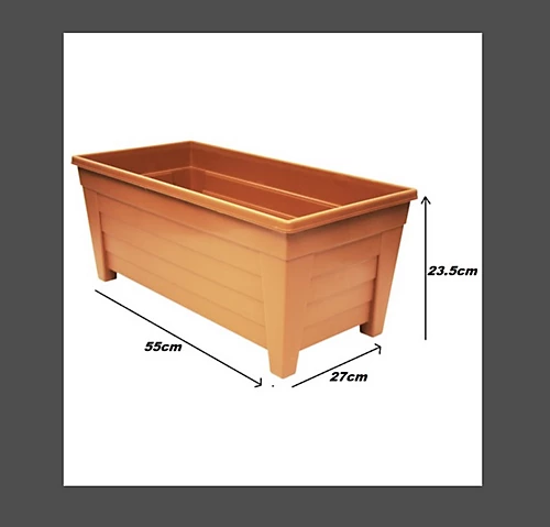 2 X 55cm Grosvenor Trough Plastic Patio Planter Rectangle 55cm Terracotta Colour 2 2 X 55cm Grosvenor Trough Plastic Patio Planter Rectangle 55cm Terracotta Colour - Image 2