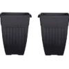 2 X 55cm Tall Athens Plant Pot Flared Garden Plastic Patio Flower Planter Black Colour