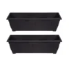 2 X 60cm Slim Plastic Venetian Window Box Trough Planter Pot Black Colour