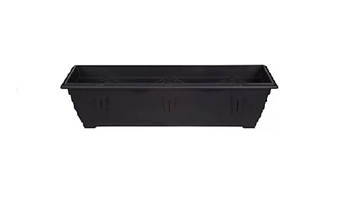 2 X 60cm Slim Plastic Venetian Window Box Trough Planter Pot Black Colour 2 2 X 60cm Slim Plastic Venetian Window Box Trough Planter Pot Black Colour - Image 2