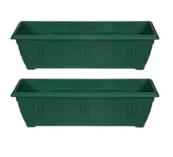 2 X Large Venetian Patio Planter Trough Plant Pot 60cm Plastic Green Colour Pot