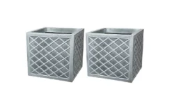 2 X Strata 39cm Lazio Planter GN696-PEW-ST Grey Planter