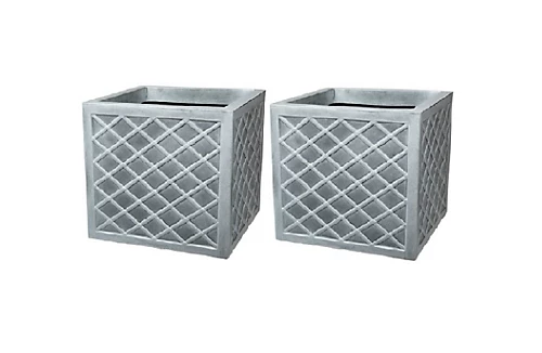2 X Strata 39cm Lazio Planter GN696-PEW-ST Grey Planter 1 2 X Strata 39cm Lazio Planter GN696-PEW-ST Grey Planter