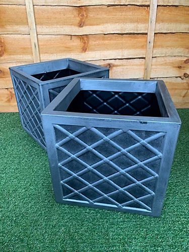 2 X Strata 39cm Lazio Planter GN696-PEW-ST Grey Planter 3 2 X Strata 39cm Lazio Planter GN696-PEW-ST Grey Planter - Image 3