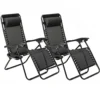 2 X Textoline Zero Gravity Reclining Garden Chair Sun Beach Lounger Recliner Outdoor Black