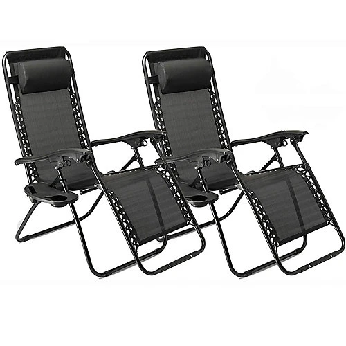2 X Textoline Zero Gravity Reclining Garden Chair Sun Beach Lounger Recliner Outdoor Black 1 2 X Textoline Zero Gravity Reclining Garden Chair Sun Beach Lounger Recliner Outdoor Black