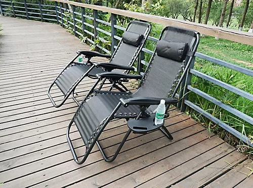 2 X Textoline Zero Gravity Reclining Garden Chair Sun Beach Lounger Recliner Outdoor Black 2 2 X Textoline Zero Gravity Reclining Garden Chair Sun Beach Lounger Recliner Outdoor Black - Image 2