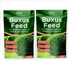 2 X Vitax Buxus Feed Fertiliser Plant Feed Hedges Or Containers Resealable Pouch 1kg