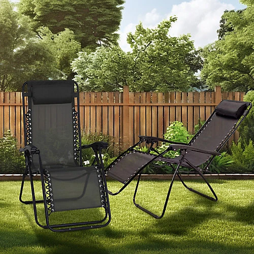 2 Zero Gravity Chairs & Table Set Garden Reclining Recliner Relaxer Sun Lounger 2 2 Zero Gravity Chairs & Table Set Garden Reclining Recliner Relaxer Sun Lounger - Image 2