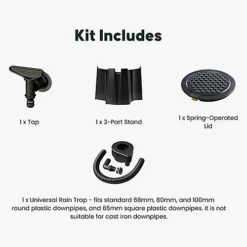 227L Litre Green Extra Large Water Butt & Accessory Kit Includes Rain Trap, Tap, 3 Part Stand & Safety Lid -Outsunny Garden Zone 227l litre green extra large water butt accessory kit includes rain trap tap 3 part stand safety lid5056337104732 04c MP
