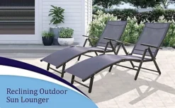 2x Reclining Sun Loungers Garden Furniture -Outsunny Garden Zone 2x reclining sun loungers garden furniture5055959707000 03c MP