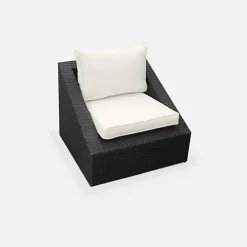 3-piece Garden Patio Set - 2 Stackable Armchairs And 1 Coffee Table In Rattan - Triangolo - Black/Off-white -Outsunny Garden Zone 3 piece garden patio set 2 stackable armchairs and 1 coffee table in rattan triangolo black off white3760216533903 04c MP