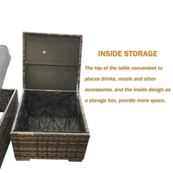 3 Pieces Rattan Sun Lounger Set, 2 Rattan Lounger With Cushion + Storage Rattan Table, Backrest Adjustable - Gray 7 3 Pieces Rattan Sun Lounger Set, 2 Rattan Lounger With Cushion + Storage Rattan Table, Backrest Adjustable - Gray -Outsunny Garden Zone 3 pieces rattan sun lounger set 2 rattan lounger with cushion storage rattan table backrest adjustable gray0726972295519 04c MP