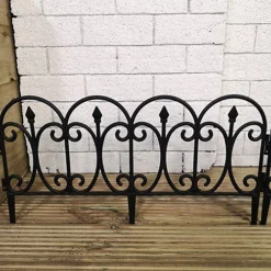 3 X 23cm 4 Piece Black Ornate Garden Border Fence Edging -Outsunny Garden Zone 3 x 23cm 4 piece black ornate garden border fence edging5056589109196 04c MP