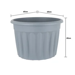 3 X Wham Vista 60cm Round Recycled Plastic Planter Upcycle Grey 7 3 X Wham Vista 60cm Round Recycled Plastic Planter Upcycle Grey -Outsunny Garden Zone 3 x wham vista 60cm round recycled plastic planter upcycle grey5057604465808 04c MP