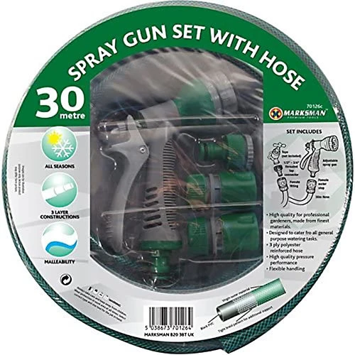 30m Garden Hose Nozzle Watering Reinforced Pipe Reel Attachments Spray Gun New 1 30m Garden Hose Nozzle Watering Reinforced Pipe Reel Attachments Spray Gun New