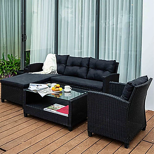 4 Piece Corner Charcoal Grey Rattan Luxury Garden Furniture Set 2 4 Piece Corner Charcoal Grey Rattan Luxury Garden Furniture Set - Image 2