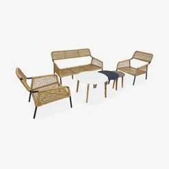 4-seater Low Garden Sofa Set KOMODO - 2-seater Sofa 2 Armchairs 3 Nesting Tables -Outsunny Garden Zone 4 seater low garden sofa set komodo 2 seater sofa 2 armchairs 3 nesting tables3760287186206 06c MP