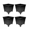 4 X 27cm Square Black Colour Grosvenor Plastic Patio Planter