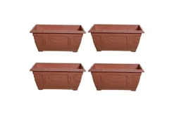 4 X 40cm Small Plastic Venetian Window Box Trough Planter Pot Terracotta Colour