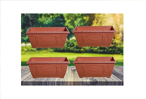 4 X 40cm Small Plastic Venetian Window Box Trough Planter Pot Terracotta Colour 2 4 X 40cm Small Plastic Venetian Window Box Trough Planter Pot Terracotta Colour - Image 2