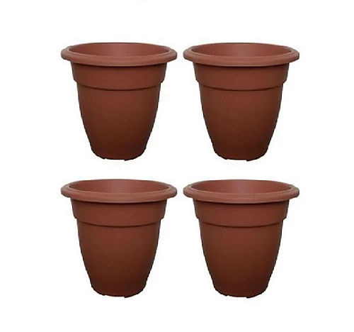 4 X 45cm Terracotta Colour Round Bell Plant Pot Flower Planter Plastic 1 4 X 45cm Terracotta Colour Round Bell Plant Pot Flower Planter Plastic