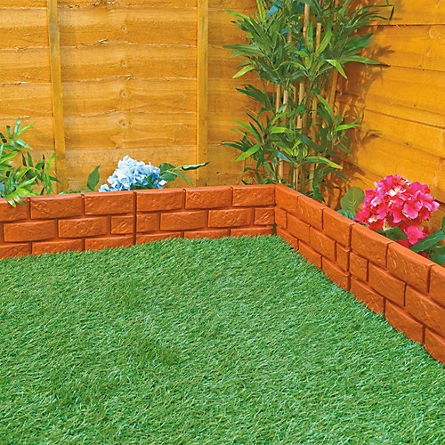 4 X Brick Effect Garden Border Edging Strips - Terracotta Weatherproof Interlocking Fence Or Planter Panels - Each H17.5 X L43cm 4 4 X Brick Effect Garden Border Edging Strips - Terracotta Weatherproof Interlocking Fence Or Planter Panels - Each H17.5 X L43cm - Image 4