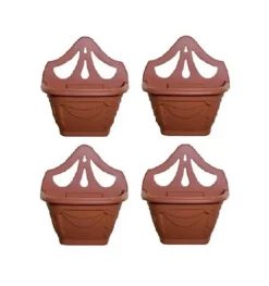 4 X Small 31cm Venetian Wall Planter Basket Garden Pot Plastic Terracotta Colour