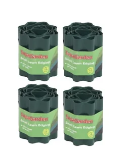 4 X SupaGarden Small Green Plastic Lawn Edging Border 12cm X 6M