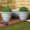 4 X Wham Beehive 48cm Round Recycled Plastic Pot Cement Grey