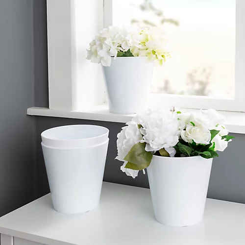 4 X Wham Studio 16cm Round Plastic Planter Ice White 1 4 X Wham Studio 16cm Round Plastic Planter Ice White