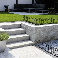 4 X Wrought Iron Effect Garden Edge Panels - Weather Resistant Interlocking Plastic Edging Strips - Each H33 X W60cm, Total 2.4m -Outsunny Garden Zone 4 x wrought iron effect garden edge panels weather resistant interlocking plastic edging strips each h33 x w60cm total 2 4m5053335917746 03c MP