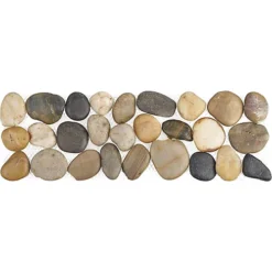 4x Pebble Edging Strips - Real Natural Stone Decoration For Pathways, Patios, Lawns, Flowerbeds Or Tiling Borders - Each 30 X 10cm