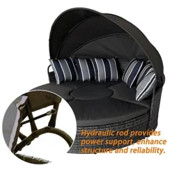 5 Piece Modular Wicker 180CM Garden Daybed With Extendable Canopy, Soft Cushion, Pillow, Cover - Gray -Outsunny Garden Zone 5 piece modular wicker 180cm garden daybed with extendable canopy soft cushion pillow cover gray0726972295816 03c MP