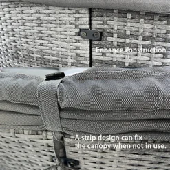 5 Piece Modular Wicker 210 CM Garden Daybed With Extendable Canopy, Soft Cushion, Pillow, Cover - Gray -Outsunny Garden Zone 5 piece modular wicker 210 cm garden daybed with extendable canopy soft cushion pillow cover gray0726972295823 03c MP